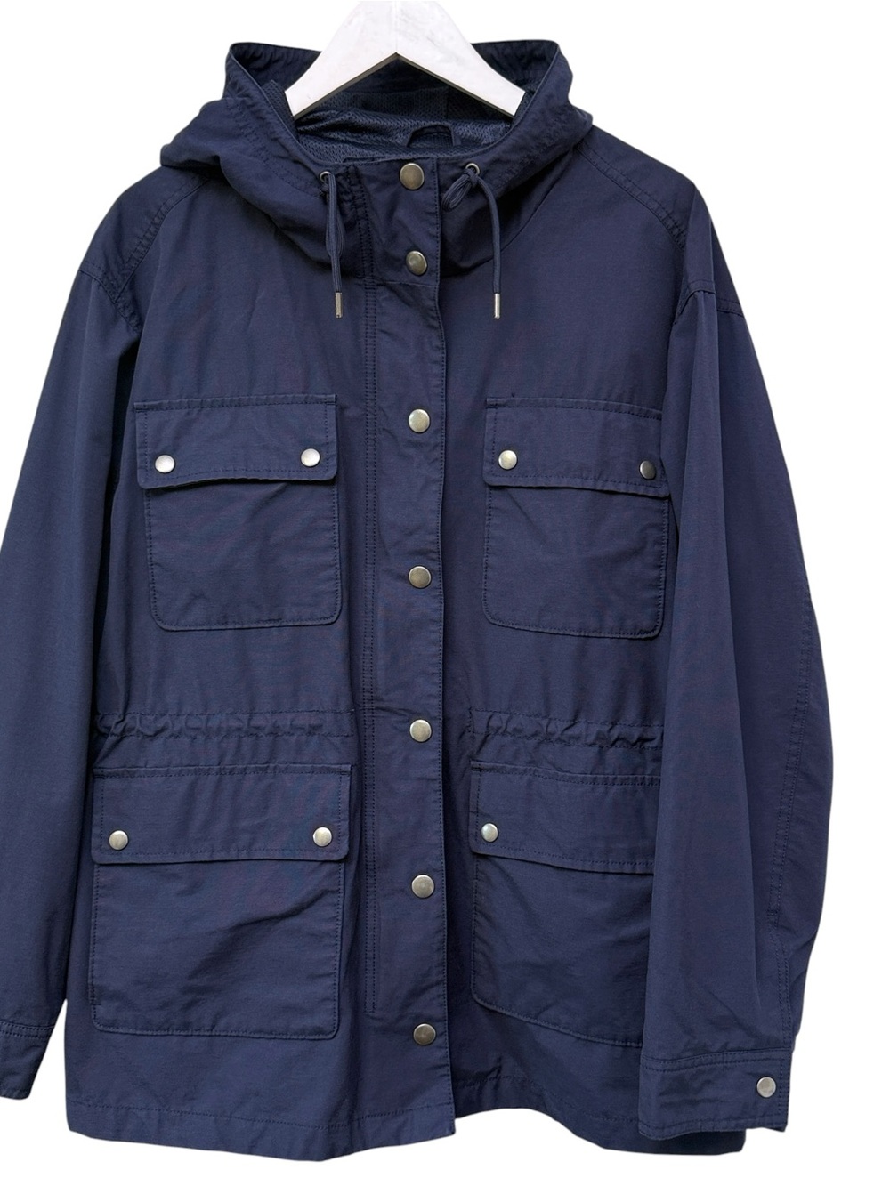 Old Navy Blue Hooded Utility Jacket Womens XL Zip Snap Front Pockets